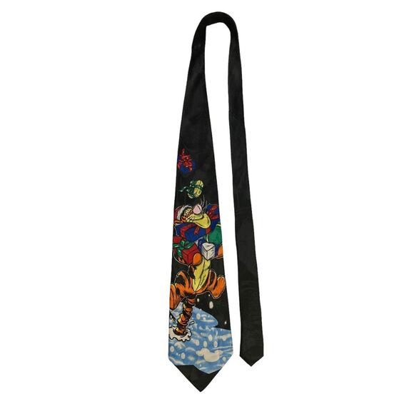 Disney Winnie The Pooh Tigger Christmas Presents Snow Novelty Necktie Vintage - Picture 2 of 6